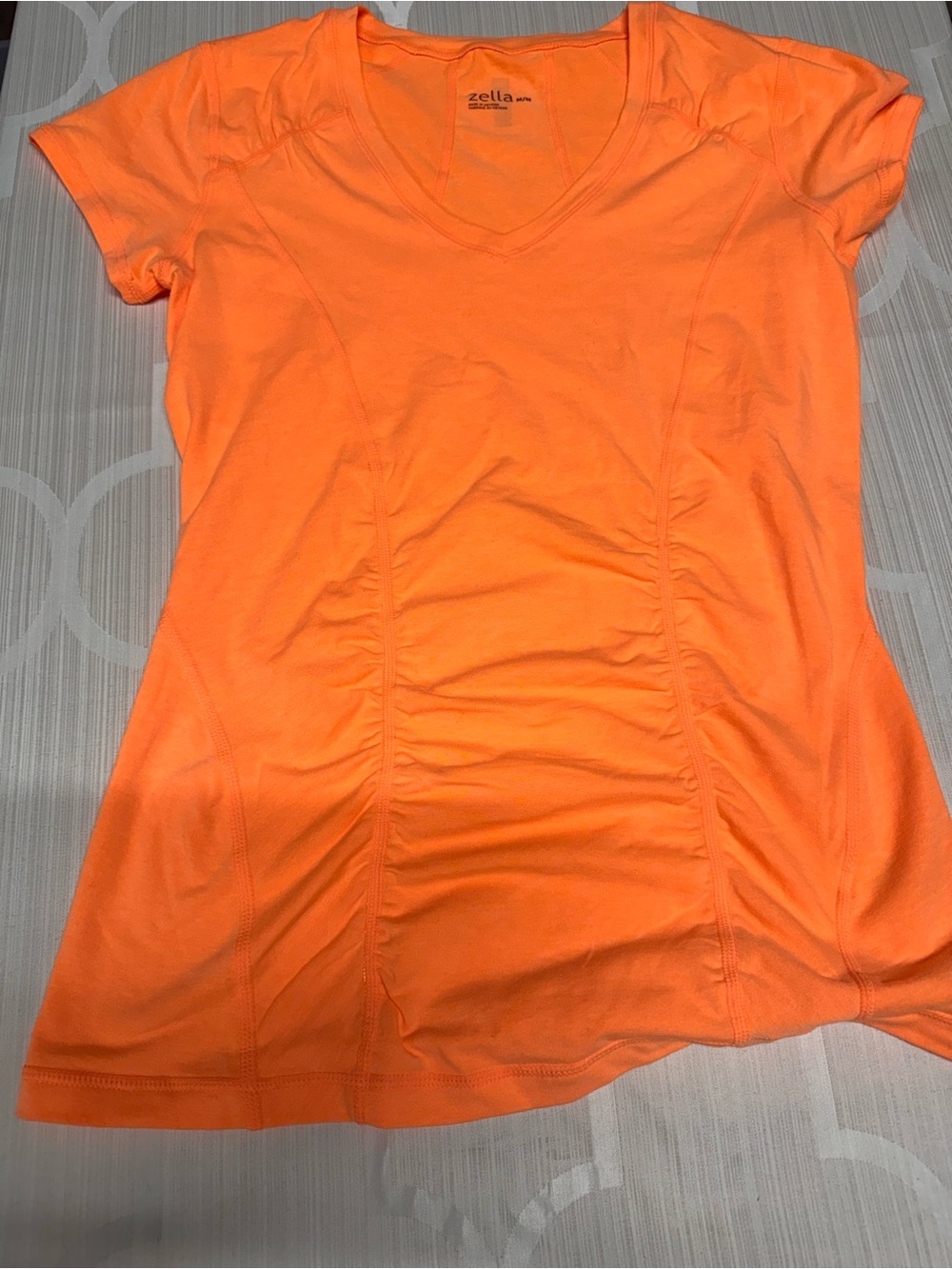 Zella Bright Orange V-Neck Short Sleeve Active Top
